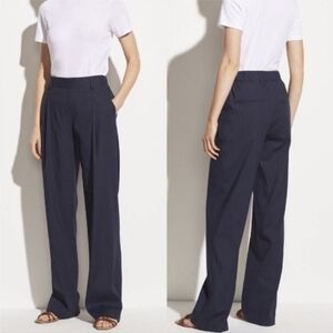Vince Pleat Front Pull-On Linen Blend Trousers Marine Size XL